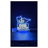Bud Light Super Bowl LII, with MN state border, small, neon sign