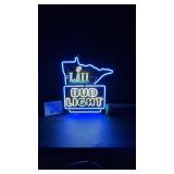 Bud Light Super Bowl LII, with MN state border, small, neon sign