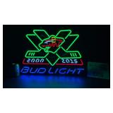 MN Wild hockey 15th anniversary neon, 2000-2015, Bud Light beer NIB