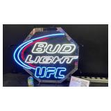 Bud Light UFC neon sign with mirrored octagon
