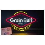 Grain Belt bottle cap, Grain Belt Beer neon sign