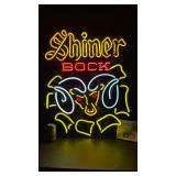Shiner Bock ram head neon sign