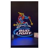 Bud Light neon downhill skier, hard to find, excellent condition