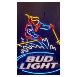 Bud Light neon downhill skier, hard to find, excellent condition