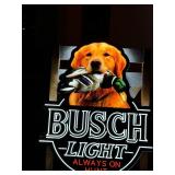 Busch Light LED sign with Golden Retriever and mallard duck