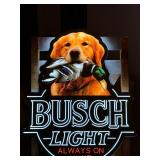 Busch Light LED sign with Golden Retriever and mallard duck