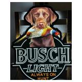 Busch Light LED sign with Chocolate Lab and pheasant