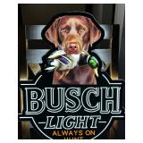 Busch Light LED sign with Chocolate Lab and mallard duck