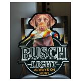 Busch Light LED sign with Chocolate Lab and pheasant