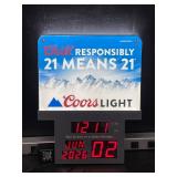 Coors, Born before, LED and clock
