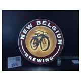 New Belgium Brewing LED sign with laser cut metal details