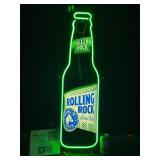 Rolling Rock bottle, neon sign