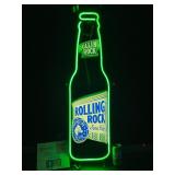 Rolling Rock bottle, neon sign