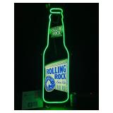 Rolling Rock bottle, neon sign