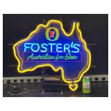 Fosters, Australia-shaped sign with neon letters and neon border