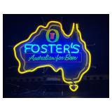 Fosters, Australia-shaped sign with neon letters and neon border