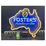 Fosters, Australia-shaped sign with neon letters and neon border