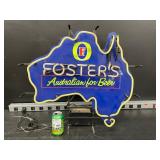 Fosters, Australia-shaped sign with neon letters and neon border