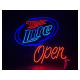 Miller Lite Open neon sign