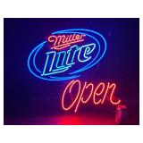 Miller Lite Open neon sign