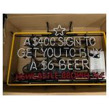 Newcastle Brown Ale neon sign: "A$400 sign to sell a $6 Beer", NOS