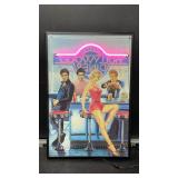 "Hollywood Diner" mounted print enhanced with neon, featuring Hollywood music and movie legends