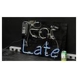 "Eat Late" neon on black plexi background