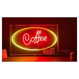 "Coffee" neon on aluminum panel