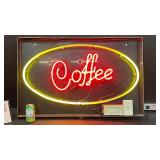 "Coffee" neon on aluminum panel