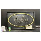 "Coffee" neon on aluminum panel