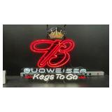 Budweiser Cold Kegs To Go neon sign