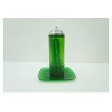 Vintage Emerald Green Glass Straw Dispenser and square plate