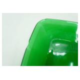 Vintage Emerald Green Glass Straw Dispenser and square plate