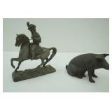 Antique Vintage Cast Metal Buffalo Bill Statue & Coin Bank