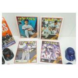 Vintage 5-1/4 Plastic MLB Mini Batting Helmets; 1987 World Series Wheaties Box (unopened); 4ct Vintage Twins Topps Folders (never used)