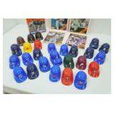 Vintage 5-1/4 Plastic MLB Mini Batting Helmets; 1987 World Series Wheaties Box (unopened); 4ct Vintage Twins Topps Folders (never used)