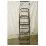 5 tier black metal basket stand