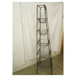 5 tier black metal basket stand