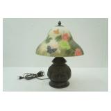 Vintage reverse-painted glass boudoir lamp