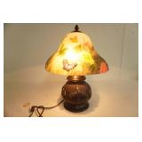 Vintage reverse-painted glass boudoir lamp