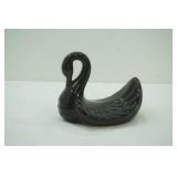 Ceramic Black Swan Figurine 6" tall by 8" long