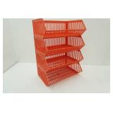 4 Tier Red stackable plastic storage basket