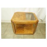 Vintage Wood and Glass Side Table 28"x24"x20"