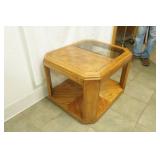 Vintage Wood and Glass Side Table 28"x24"x20"