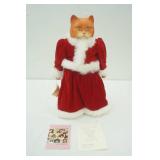 Vintage Betty Jane Carter Musical Porcelain Cat Doll. Perfect Pet Series "Mrs. Santa Claws"