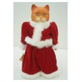 Vintage Betty Jane Carter Musical Porcelain Cat Doll. Perfect Pet Series "Mrs. Santa Claws"