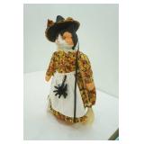 Vintage Betty Jane Carter Musical Porcelain Cat Doll. "Candy Corn" Holiday Dolls Series. Plays Autum Leaves. #582/2000