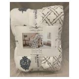Laura Ashley Coco Luxe Plush Reversible Throw Blanket 60 X 70 in