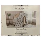 Laura Ashley Coco Luxe Plush Reversible Throw Blanket 60 X 70 in