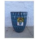 NEW OVERSIZED ROUND CERAMIC GLAZE PLANTER BLUE